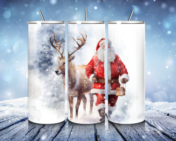 Weihnachtsmann mit Rentier
